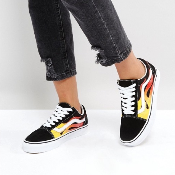 womens vans with flames